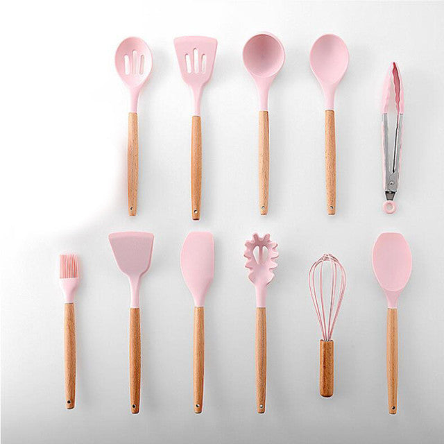 Non-stick-Silicone-Cooking-Utensils-Pink-11-Pieces