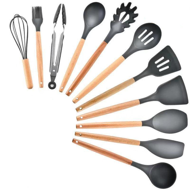 Non-stick-Silicone-Cooking-Utensils-Dark-Grey-11-Pieces